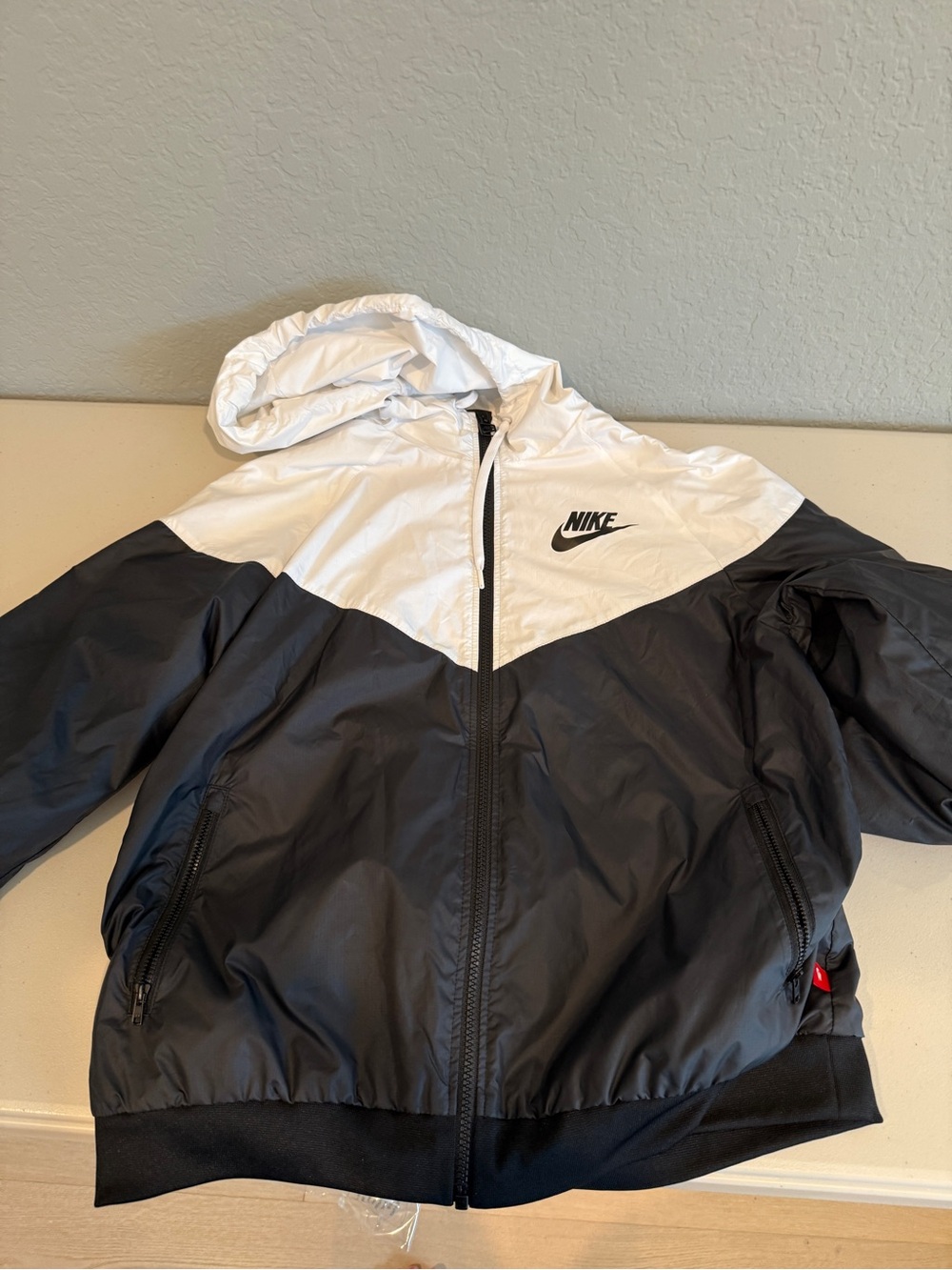 Nike Black and White Hooded Windbreaker Jacket
